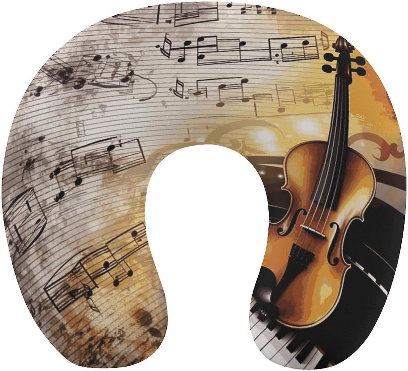 Piano Violin Music Notes Neck Pillow Memory Foam U Shaped Pillows Portable Pillows for Shoulder Travel Head Support Pillow with Concealed Zipper for Airplane Car Home Office