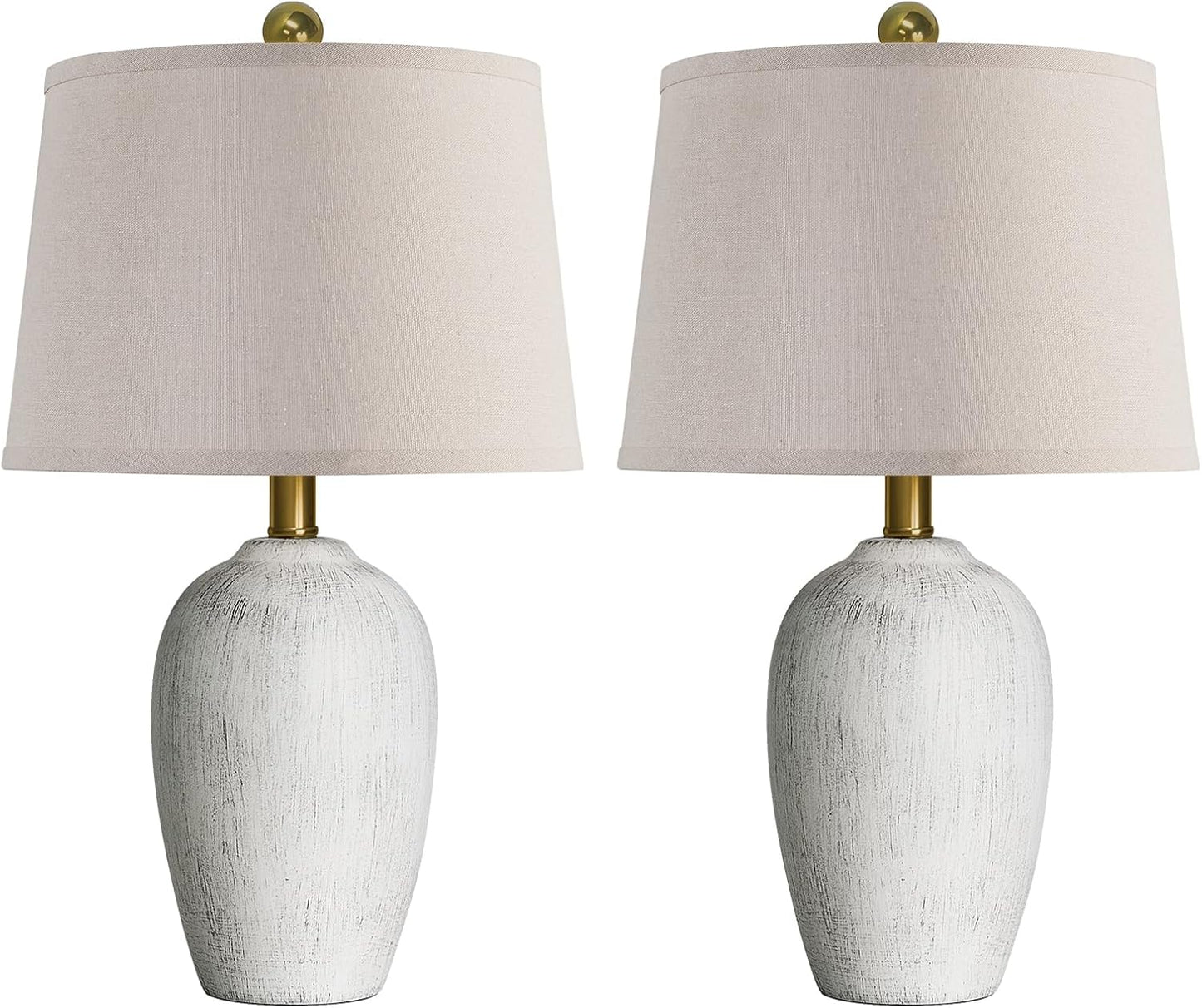 21'' Set of 2 Rustic Ceramic Small Table Lamps for Living Room Bedroom, Farmhouse Vintage Nightstand Lamps for Office Entryway End Table, 2 Bulbs Included
