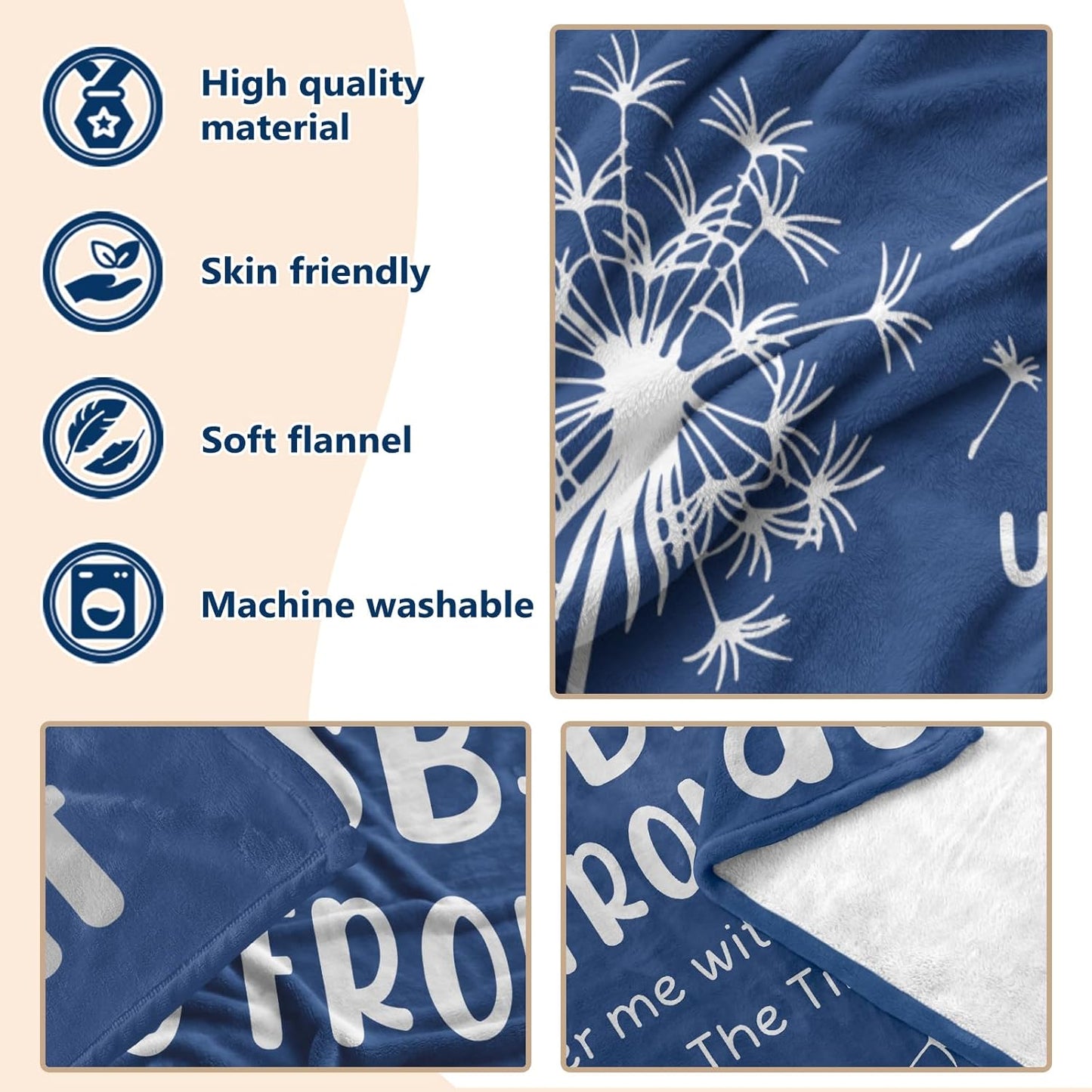 Memorial Gifts for Loss of Husband- Hug from Heaven Blanket 60'' x 50'', Sympathy Gifts for Loss of Husband, Grief Gifts for Women, Gift to Express Bereavement, Condolences, Comfort, Remembrance