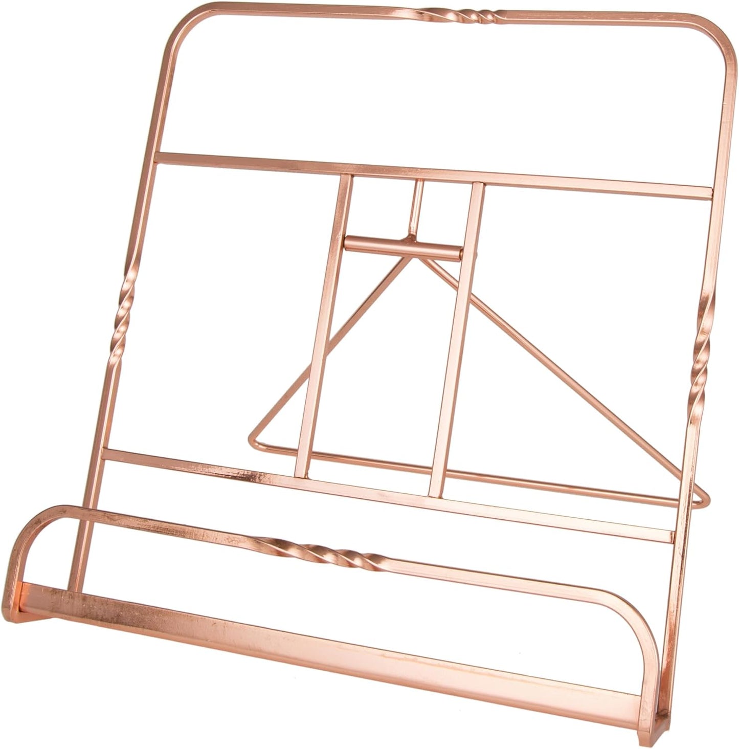 Creative Home Copper Plated Metal Cookbook Stand 10" W × 8.5" H | Premium Metal Base with Rose‑Gold Wire Frame for Recipes, Tablets and Books | Stylish Gift and Kitchen Accent