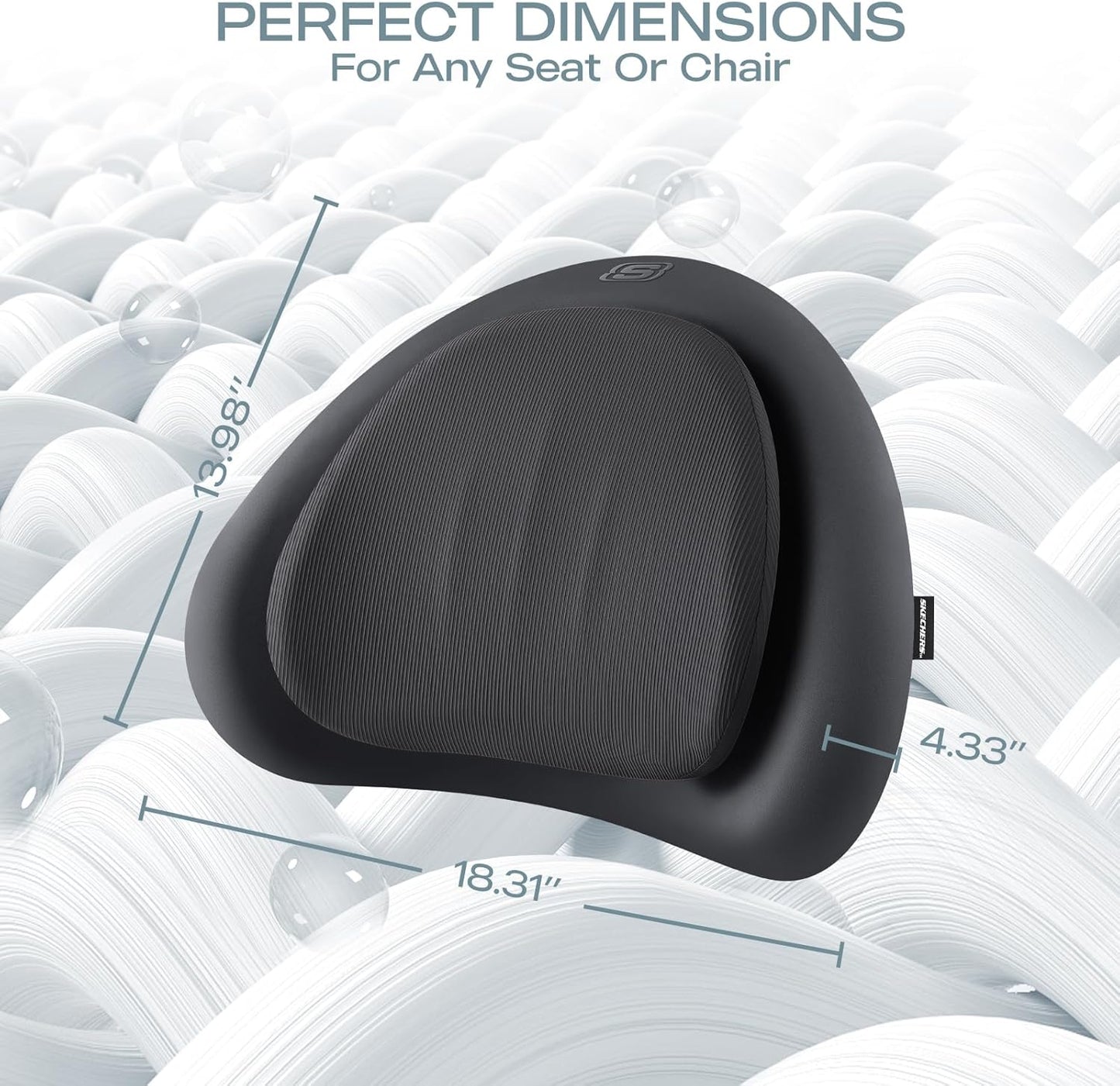 Skechers Lumbar Pillow Premium Memory Foam,Double-Layer-Office Chair Cushion for Tailbone Pain Relief,Butt Pillow for Office Chair,Car seat Cushion,Long Sitting Office Workers,and Car Drivers,Black
