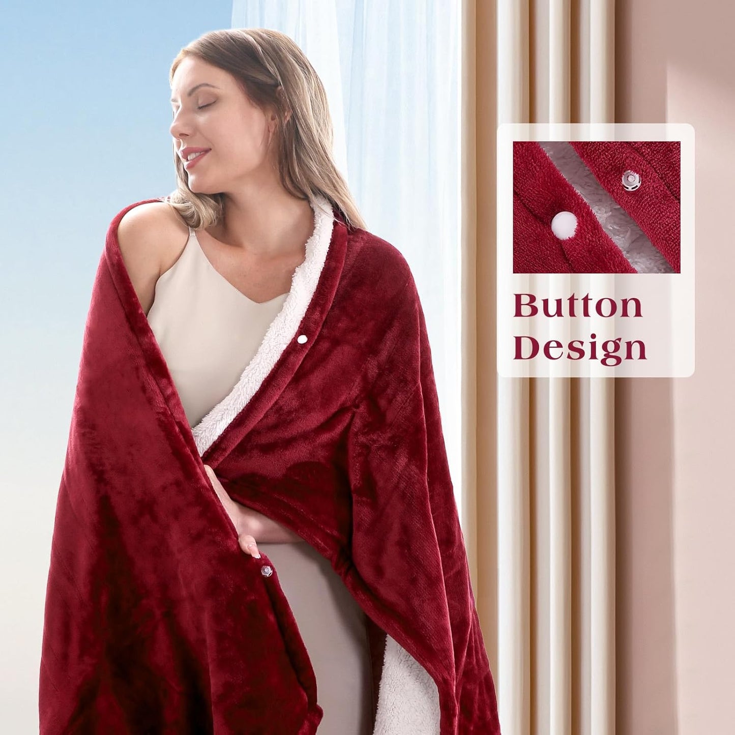 Electric Heated Throw Blanket 50" x 60", Soft Flannel Throw Blanket with 4 Heating Levels & 4 Hours Auto Off, Machine Washable for Home Office Use