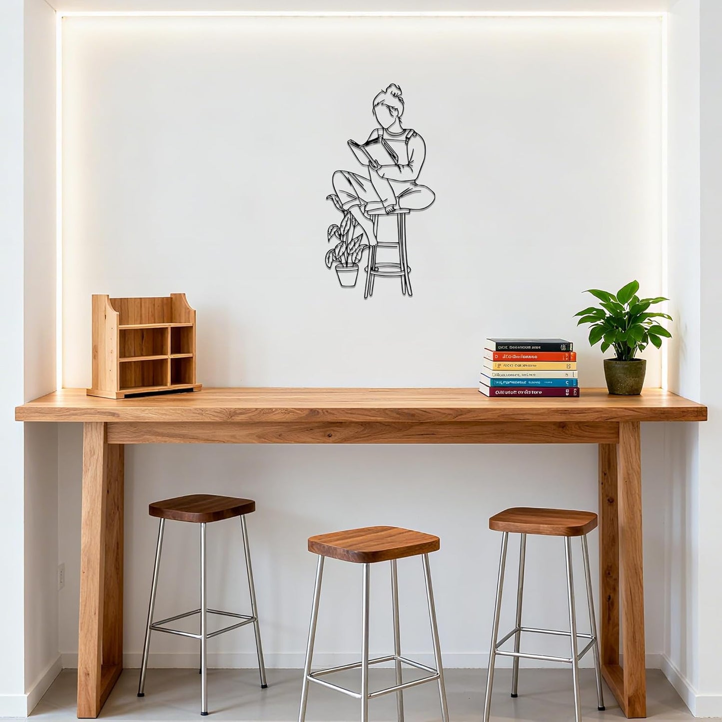 YATEASLU Bookshelf Decor & Library Metal Wall Decor - Reading Corner Sign for Book Lovers, Perfect as Teen Girl Room Decor & Bookish Decor