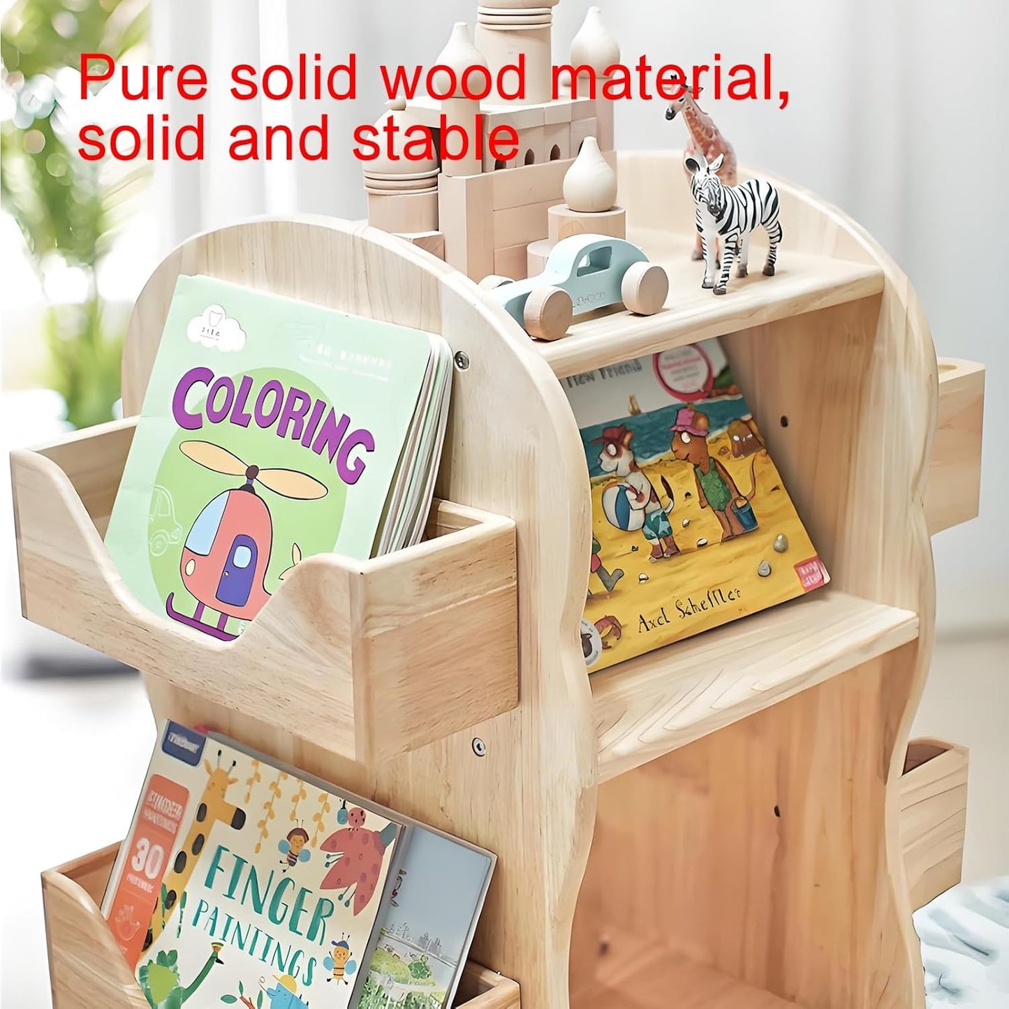 Rotating bookshelf,wooden bookcase,rotating bookshelf tower,spinning bookshelf,rotating book shelf,wood bookshelf,horizontal bookshelf,suitable for living room, bedroom, study, balcony
