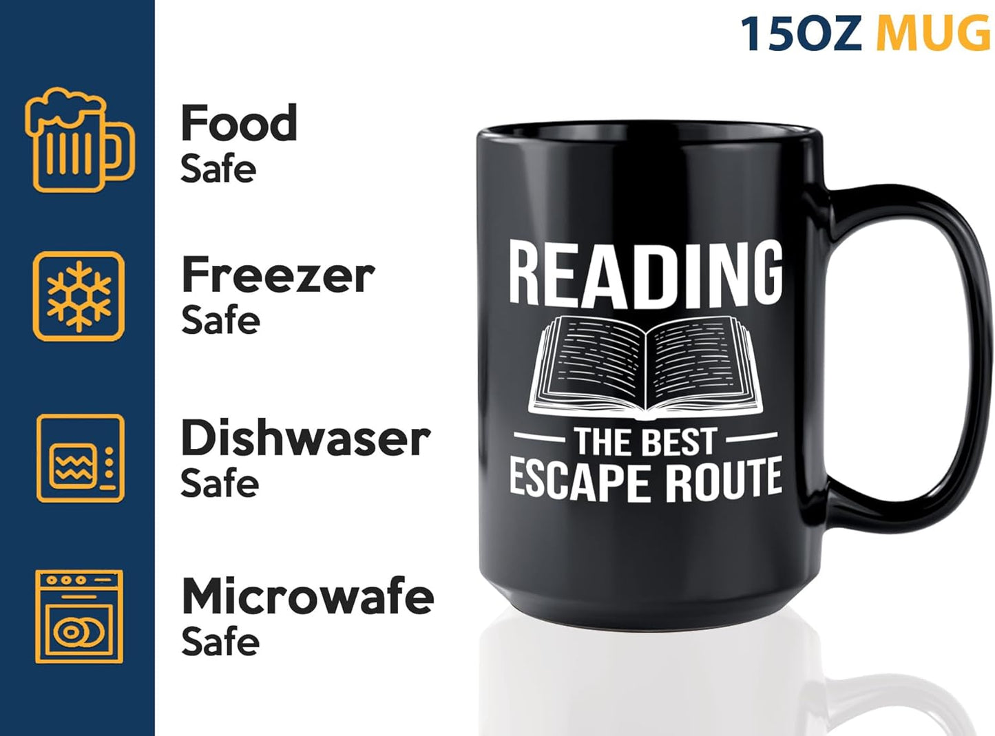 Book Lover Coffee Mug 15oz Black -Reading The Best - Bookworm Literature Library Book Lover Reader Booked Editor Intellectual Studious