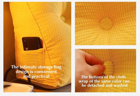 Reading Backrest Cushion Triangular Headboard Cushion, King Size Wedge Pillows Backrest Support Cushion, Lumbar Bed Pillow For Bed Sofa Rest Book Reading(Size:180x20x50cm(70x7.8x20"),Color:Yellow)