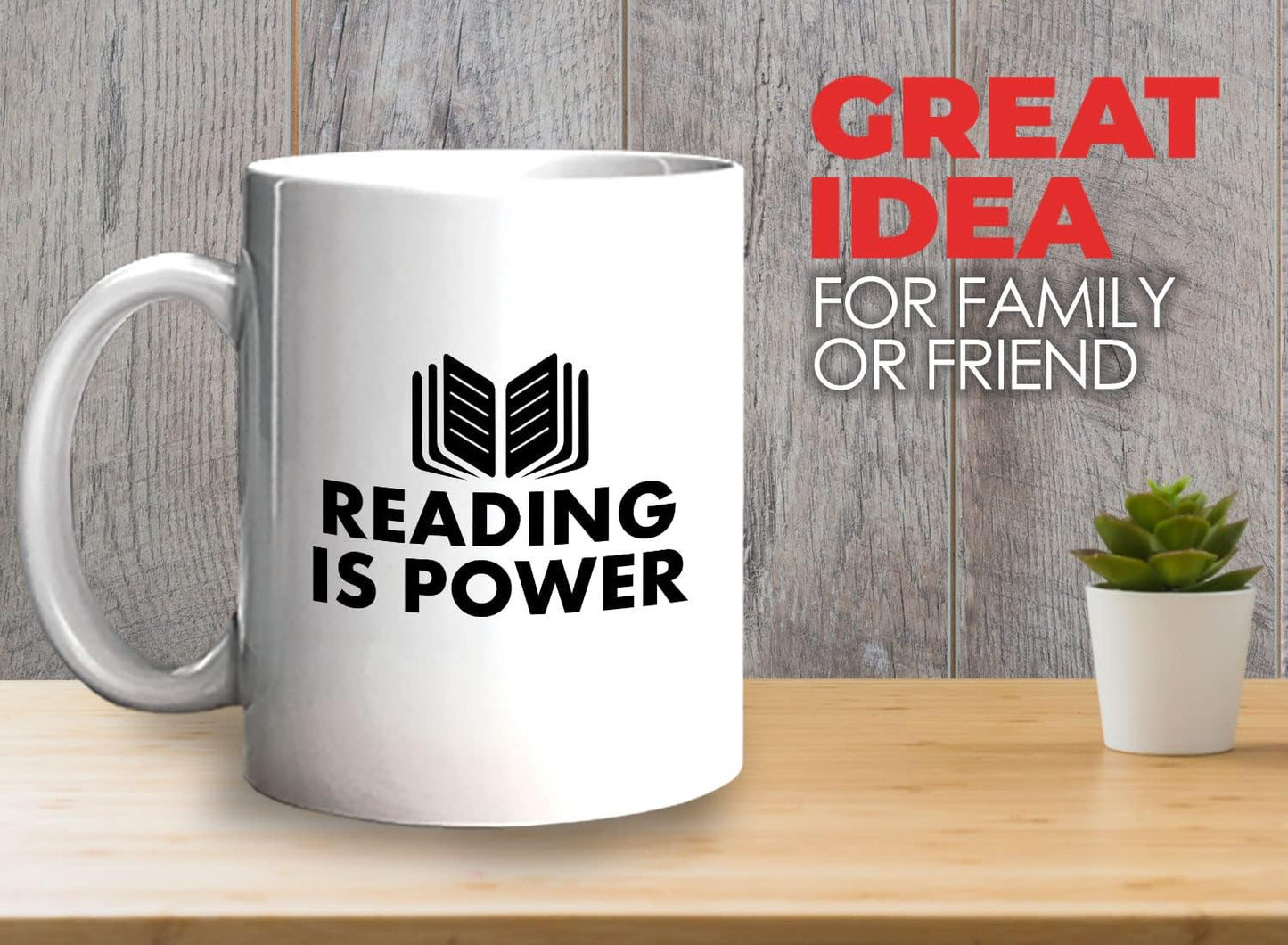 Book Lover Coffee Mug 11oz White - Reading is power - Literary librarian Literature Bookworm Historian Public Library Curator Bibliophile Bibliolater