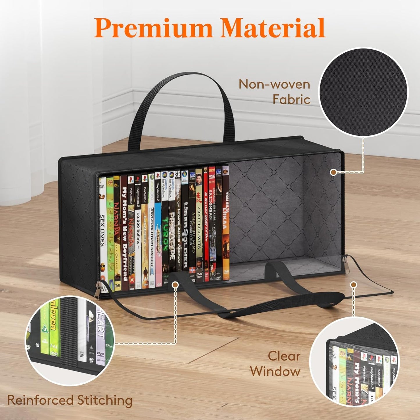 Lifewit DVD Storage Bags 6 Pack, Clear PVC Plastic DVD Organizer with Handles and Zipper, Media Holder for Blu Ray Disc, Movie Cases, VHS Box, Video Game Disks, Albums, Holds 240 Pcs DVDs (40 Each)
