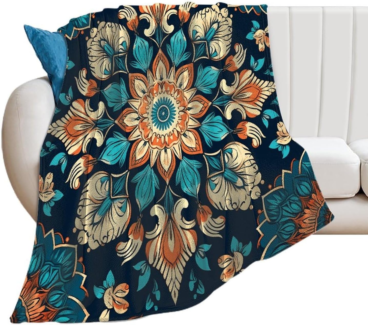 Vintage Mandala Flowers Throw Blanket for Couch Super Soft Warm Lightweight Throw Blankets Cozy Flannel Bed Blanket Cute Decorative Blankets for All Seasons Home Decor Gift 30"*40"（76 * 100cm）