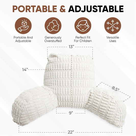 Comfy Reading Pillow with Arms - Supportive Backrest for Bed and Floor Lounging, Perfect for Reading and Relaxing