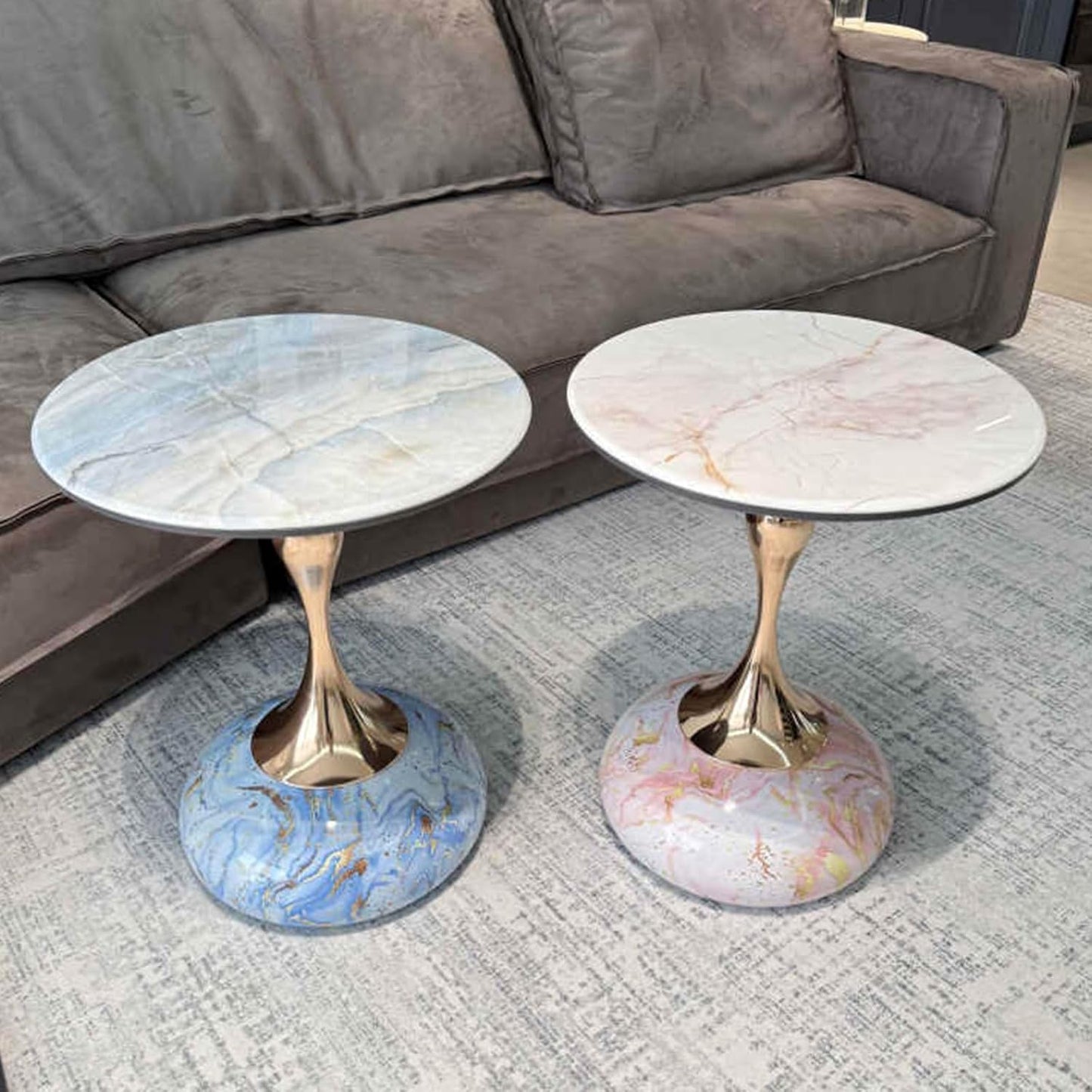 Drink Table, Small Minimalist Accent Table, Multi-Purpose Metal Round Decorative Table, Coffee Table Pedestal Bed Side Table Entryway Table for Living Room
