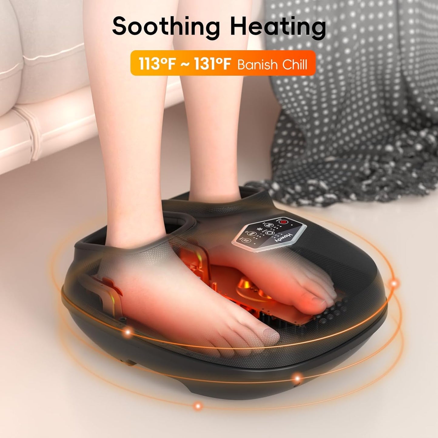 Howdy Heated Foot Massager Machine with Remote for Neuropathy, Shiatsu Feet Massager with Kneading&Compression for Plantar Fasciitis Pain Relief, 2026 Valentine's Day Gift for Her/Him