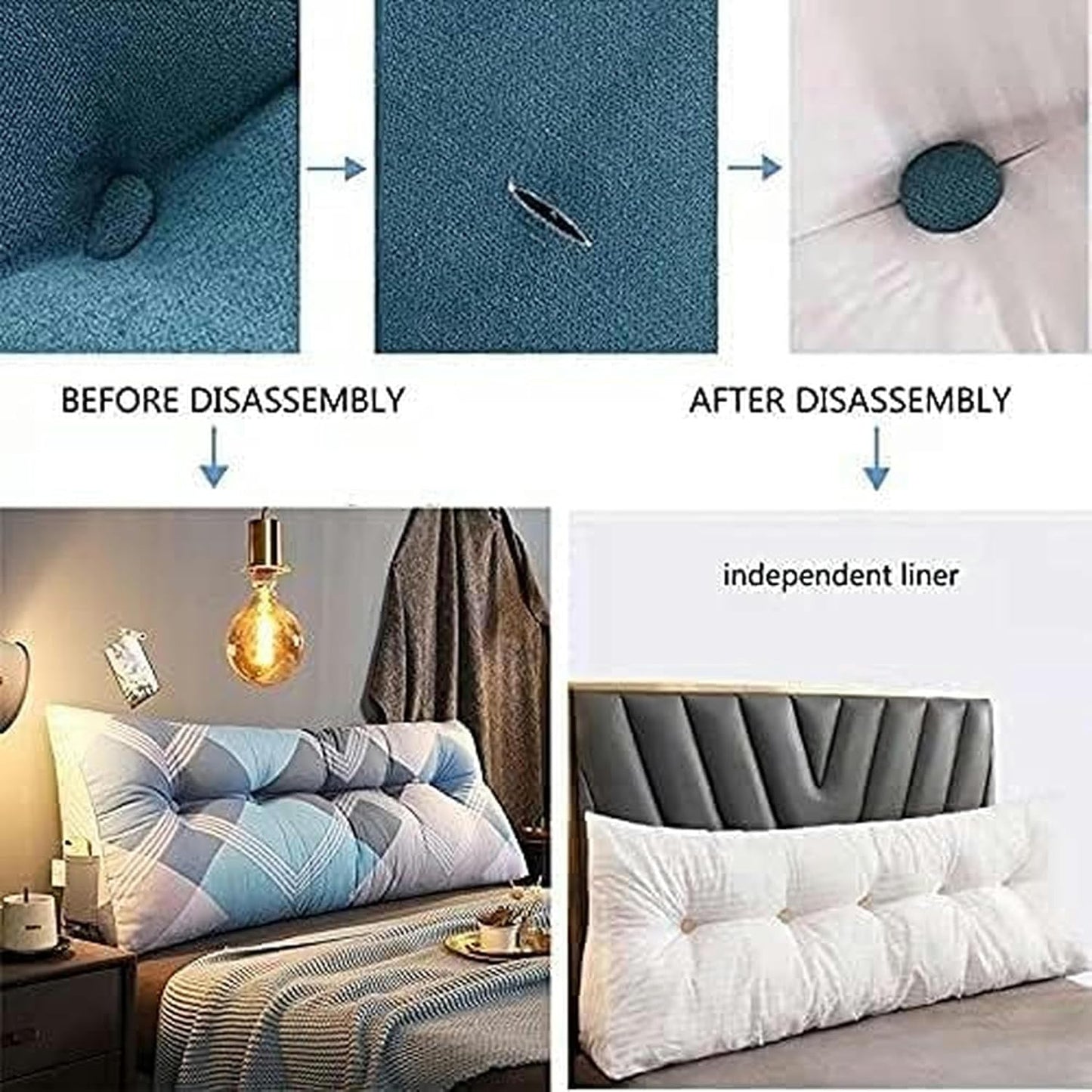 Headboard Bolster Support Pillow, Removable Washable Waist Pad Large Sofa Cushion Bedside Pillow Soft Triangle Reading Cushion Bed Rest Pillows(C,180x20x50cm)