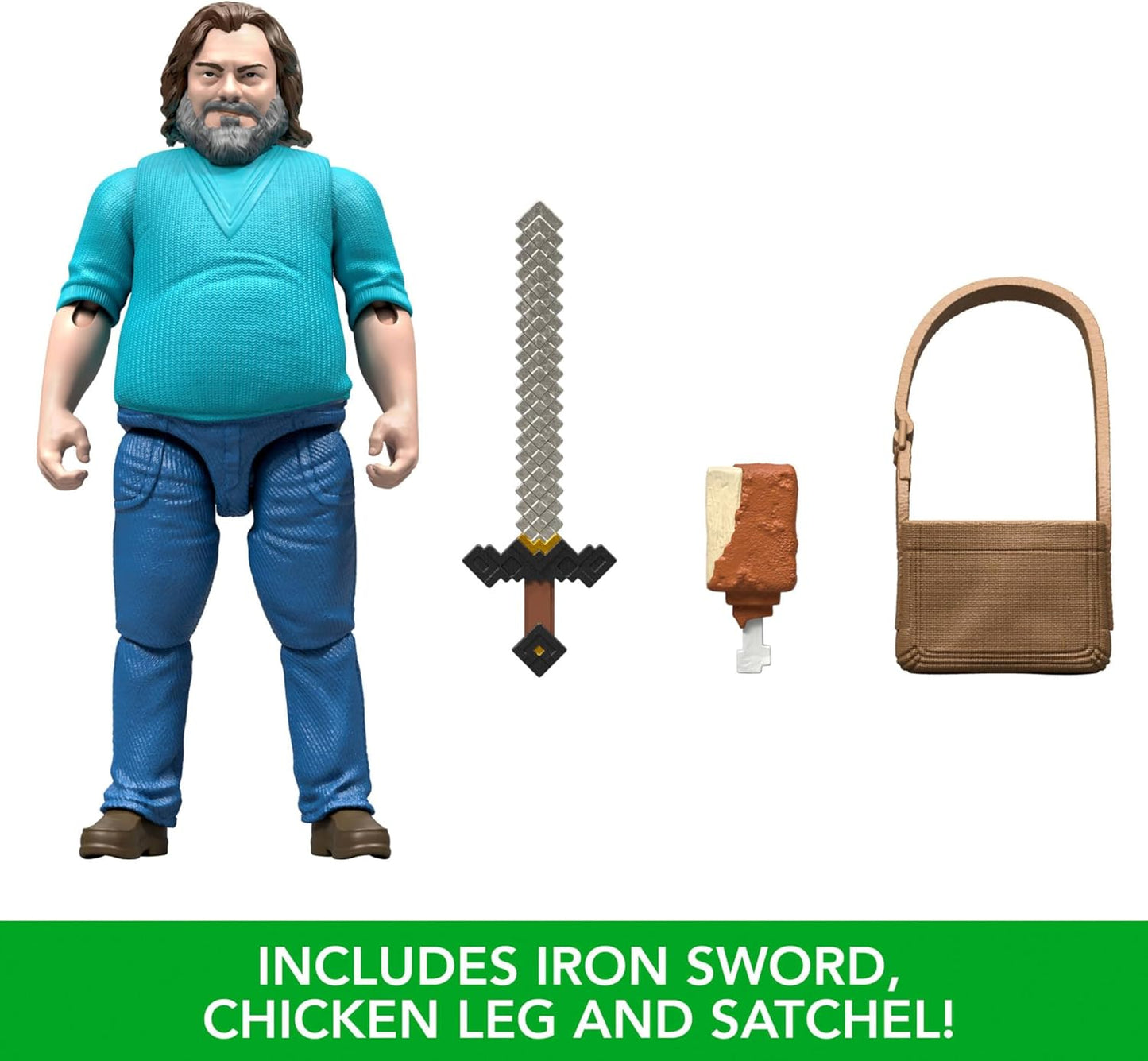 Mattel Minecraft Action Figure & Accessories Set, 4-inch Steve Posable Character Collectible Inspired by A Minecraft Movie