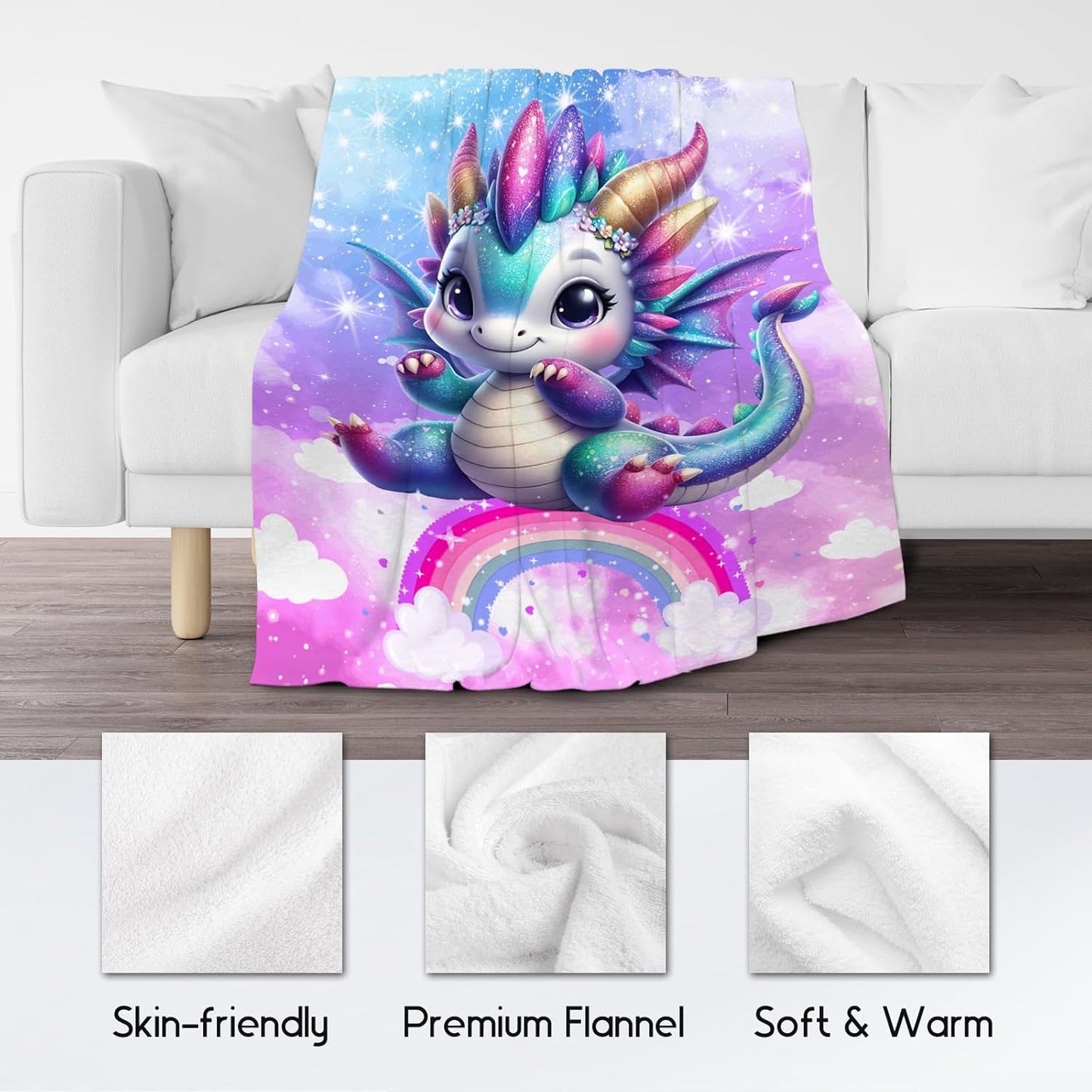 Toddler Blanket, Dragon Blanket Gifts for Girls, Dragon Fleece Throw for Kids Soft Comfy Throws for Sofa Couch, 40"x50"