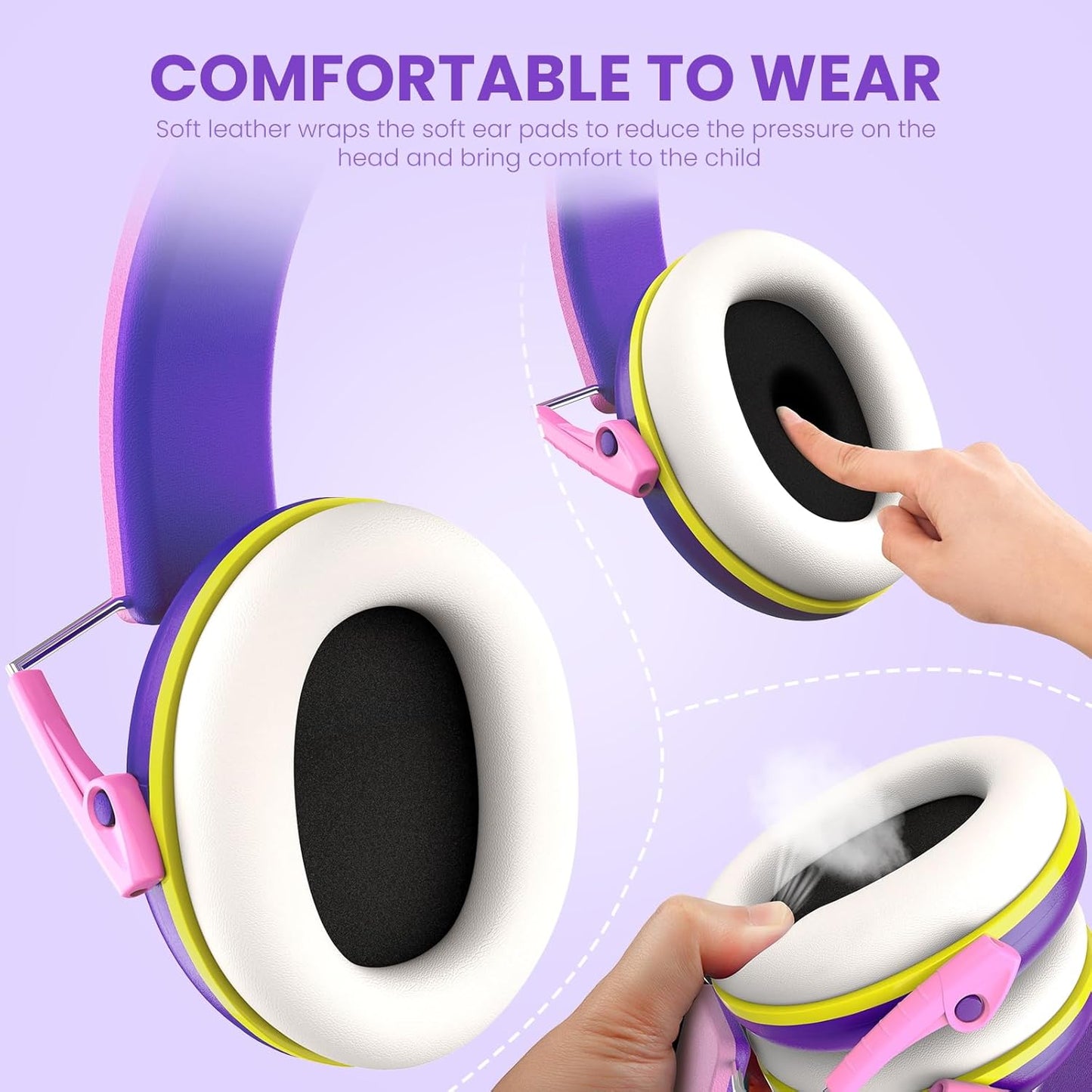 RIIKUNTEK Kids Ear Protection, 26dB SNR Noise Cancelling Headphones for Kids Purple