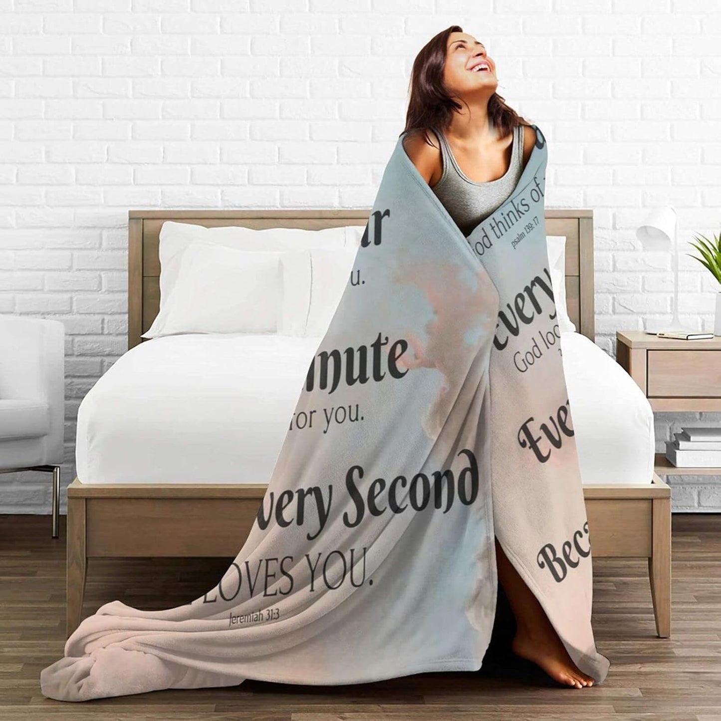 Bible Verse Blanket with Inspirational Thoughts and Prayers- Religious Throw Blanket Soft Lightweight Cozy Plush Warm Blankets for Women Men Gift 50"X 60"