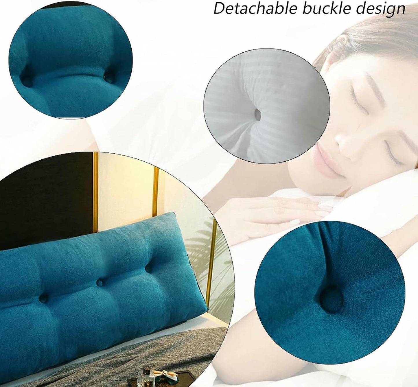 Bolster Headboard Pillow - Backrest Support Cushion for Bed Rest, 31.4IN/80CM, Removable Cover, Comfortable Positioning Pillow for Reading & Relaxing