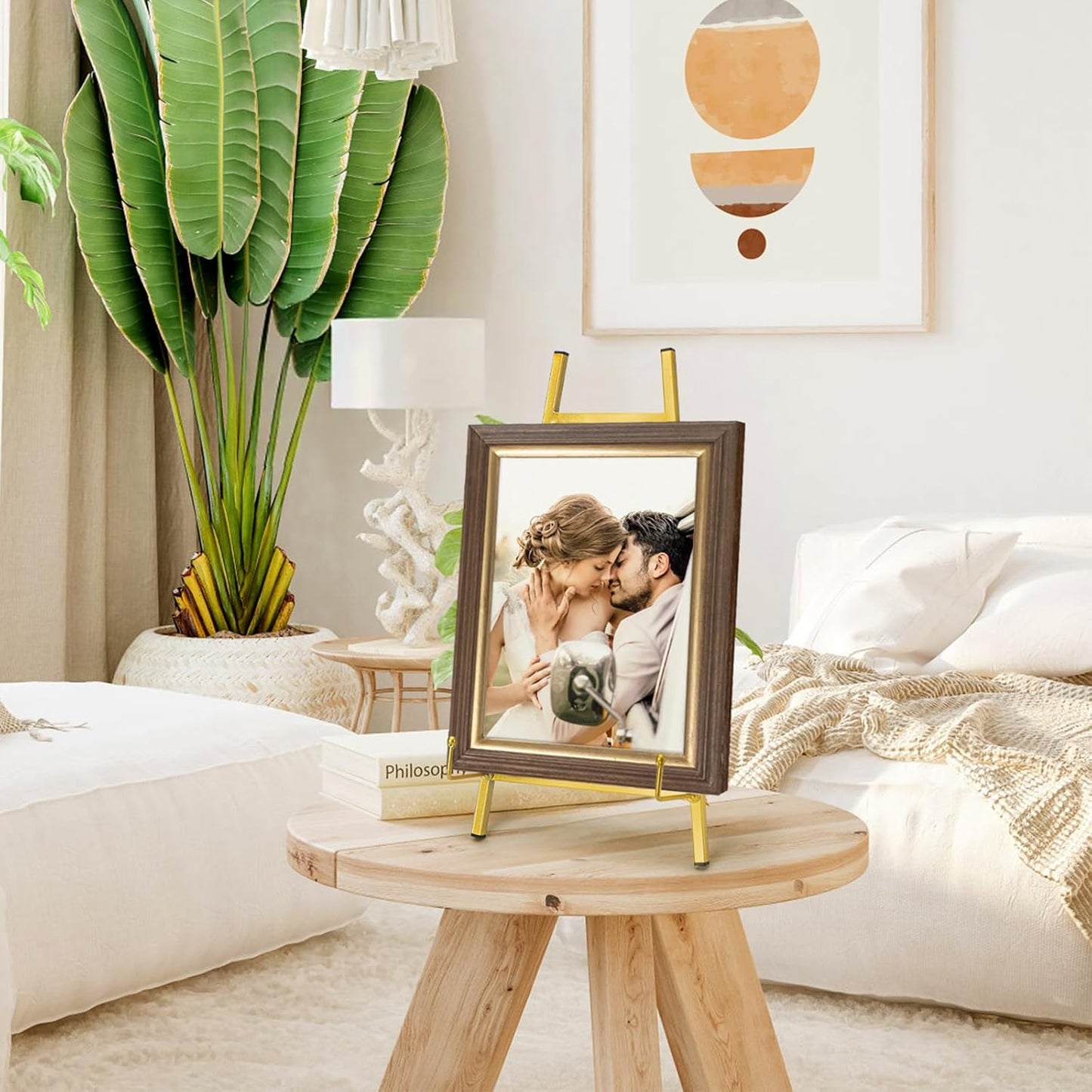 Gold Tabletop Easel Stand, 16.5" Metal Picture Art Stand, Tripod Mirror Plate Stand Holder, Freestanding Easel Stand for Wedding Sign, Display Photo, Collectibles