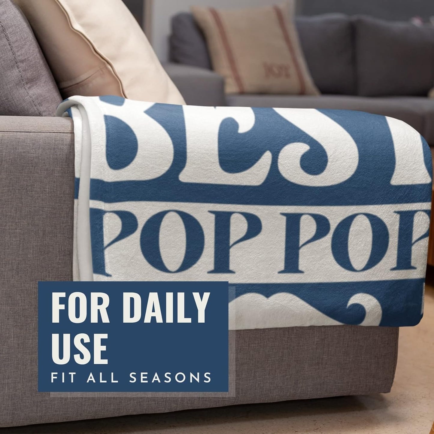 InnoBeta Pop Pop Gifts, Gifts for Grandpa, Throw Blanket for Grandfather, Presents from Granddaughters Grandsons for Christmas, Birthday, Father's Day - 50" x 65" Best Pop Pop Ever