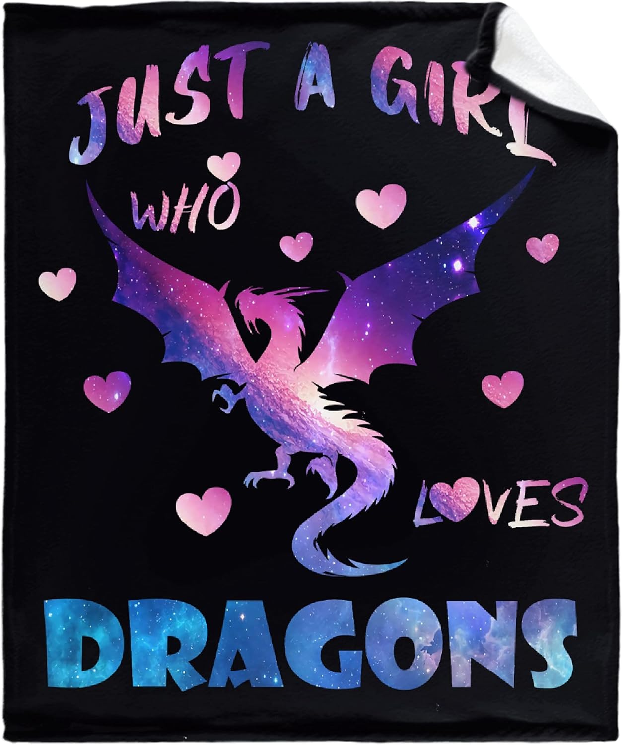 Just A Girl Who Loves Dragons Blanket Flannel Fleece Throw Blanket Microfiber Lightweight Soft Cozy for Couch Sofa Bed All Season Personalized Gift to Girls Women 80"x60" for Adult