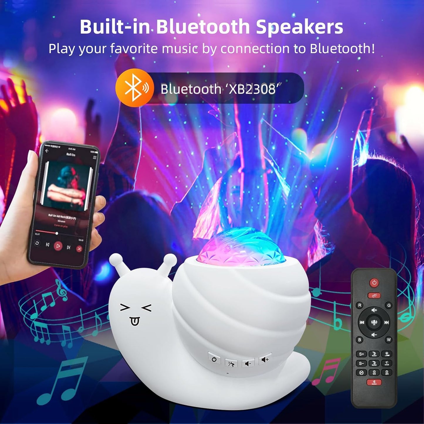 Mycket Star Projector, Galaxy Projector Light, LED Night Light Lamp, Night Light Projector with Remote 360°Rotating Sleep Soothing Colors Changing Music Bluetooth Speaker Timer Fuction for Bedroom