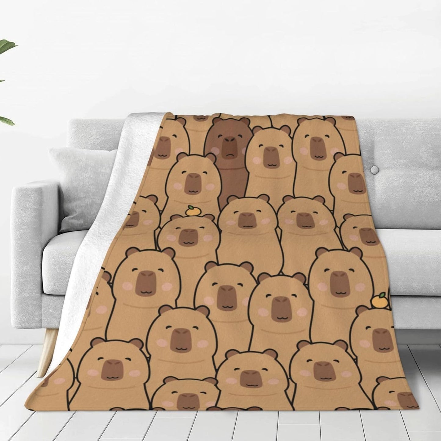 Capybara Blanket Throw Blanket Flannel Lightweight Soft Plush Fuzzy Blankets for Bed Sofa Couch Livingroom Chair Car Travel Pet 50"x40"