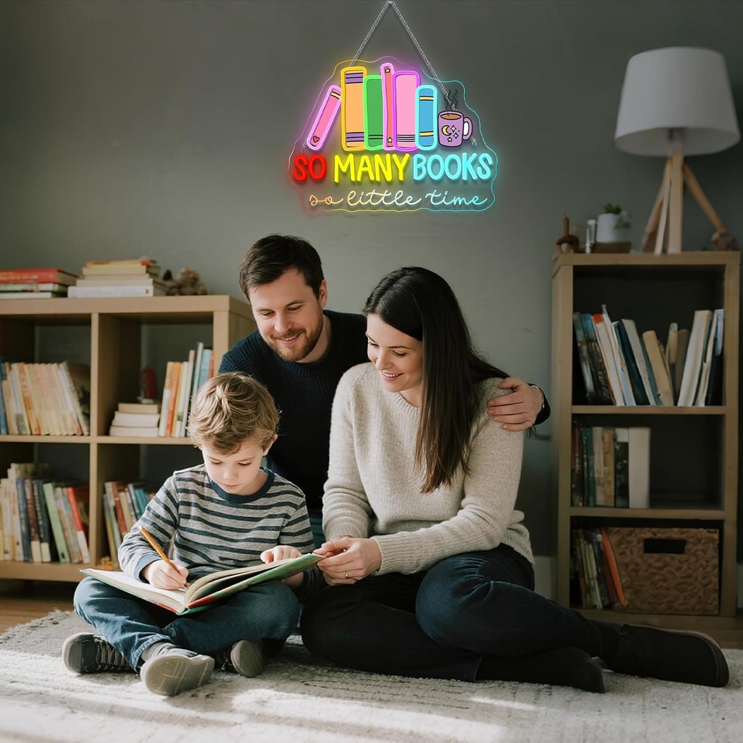 So Many Books A Little Time Neon Sign Reading Corner for Kids Reader Neon Light for Wall Decor LED Light Library Classroom Cool Kids Read Book Club Christmas Gift for Teens