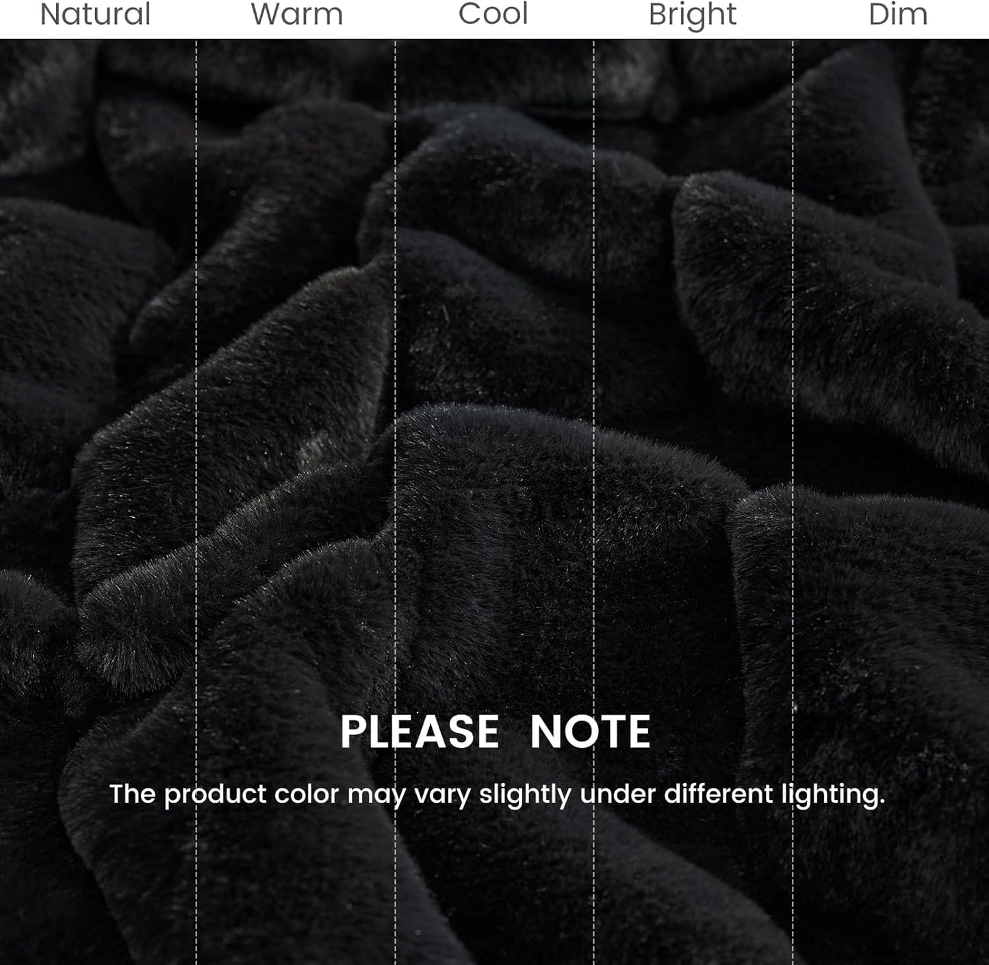Cozy Bliss Deluxe Sheared Rabbit Faux Fur Throw Blanket, Soft Fuzzy High-Low Sculpted Plush Blanket for Couch, Cozy Home Accent, All Season Use, Black 60"x80"