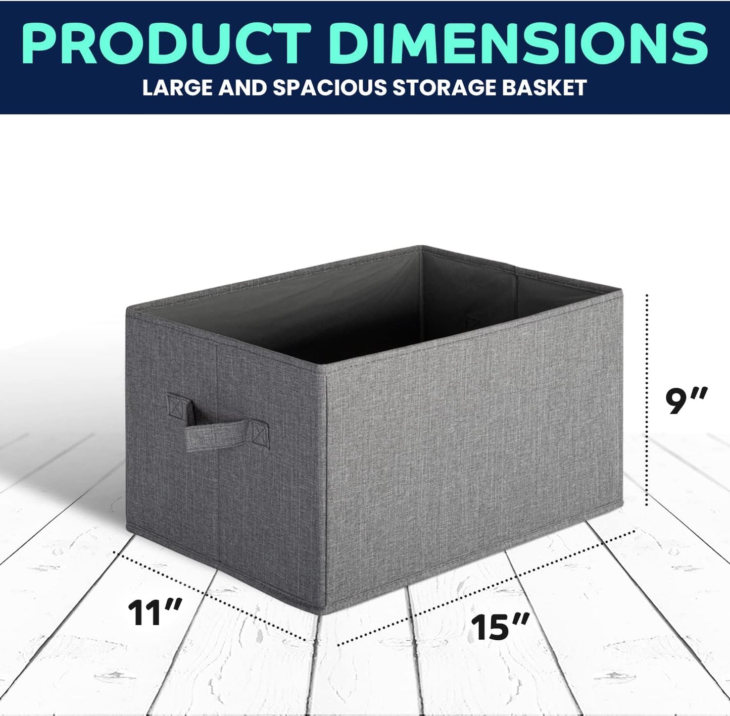 Pomatree Storage Baskets - 4 Pack - Sturdy Large Fabric Bins | Foldable Organizing Basket Bin for Home, Nursery, Closet & Shelves Organization | Storage Basket Cube Shelf Organizer (Grey)