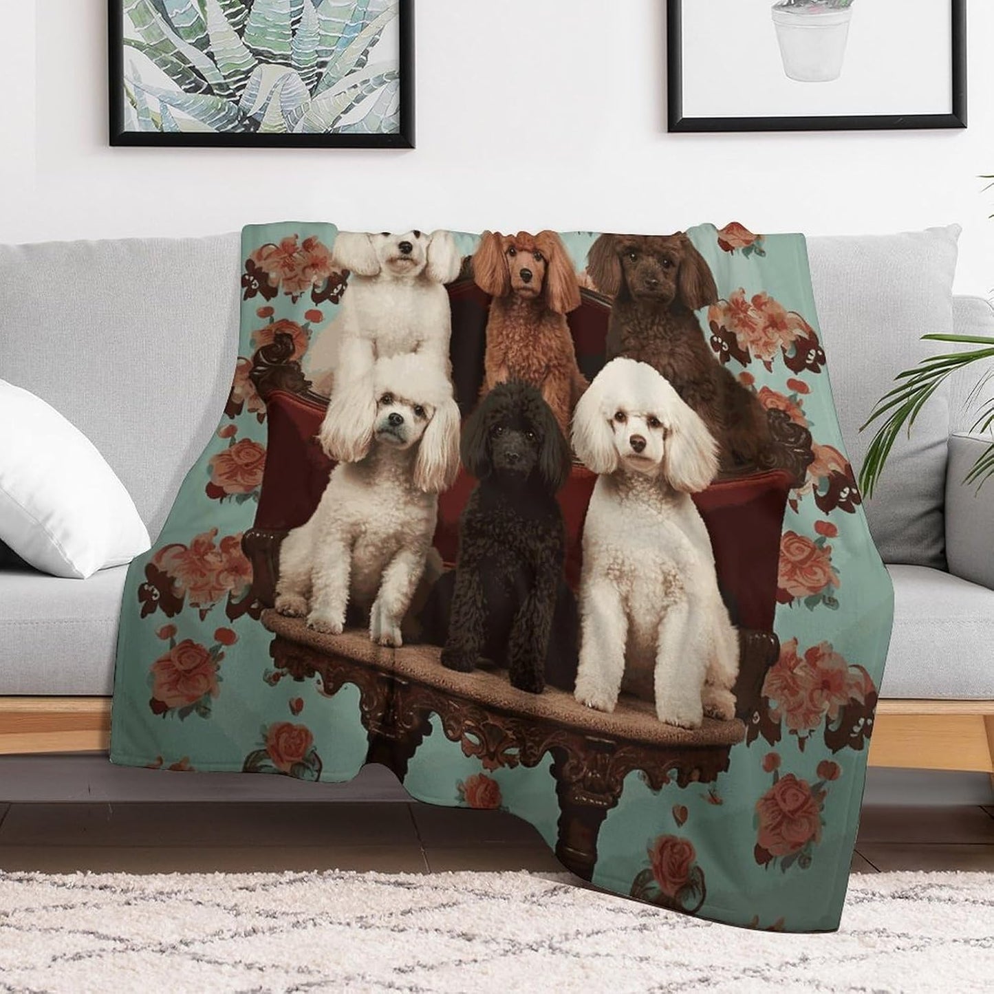 Poodles Dogs Throw Blanket for Couch Super Soft Warm Lightweight Throw Blankets Cozy Flannel Bed Blanket Cute Decorative Blankets for All Seasons Home Decor Gift 40"*50" （100 * 130cm）
