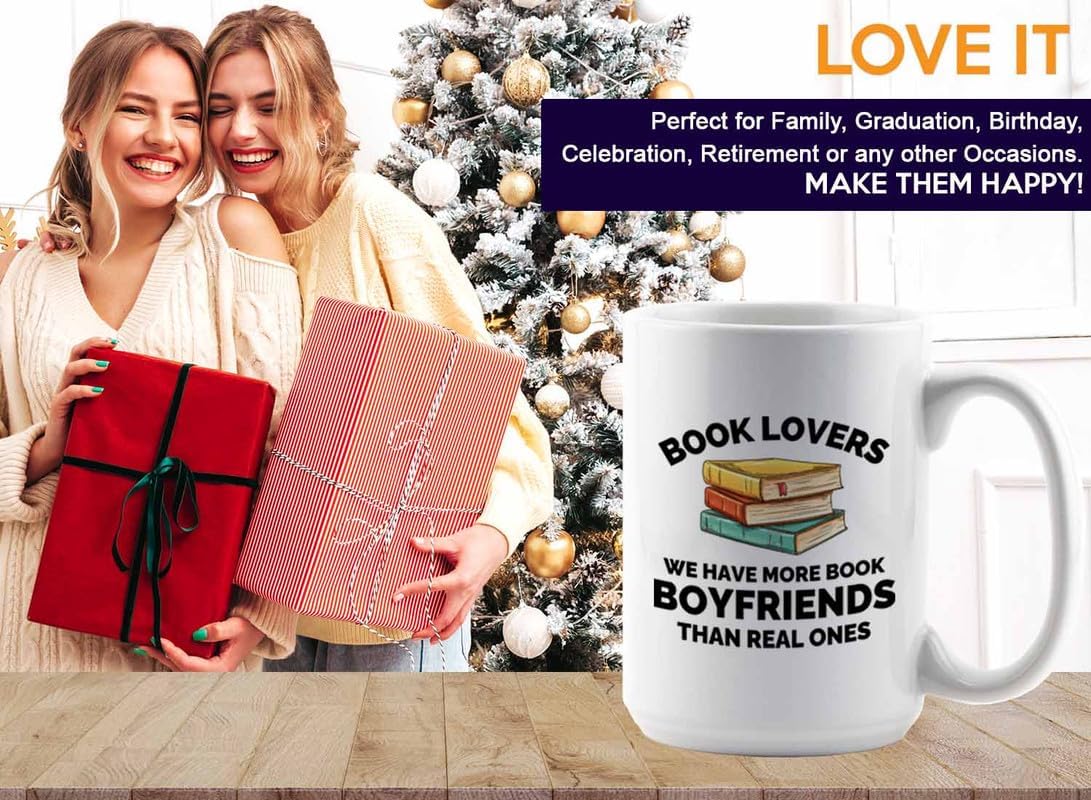 Book Lover Coffee Mug 15oz White - We have more - Gift For Poets Bookish People Bibliophile Librarian Book Club Reader