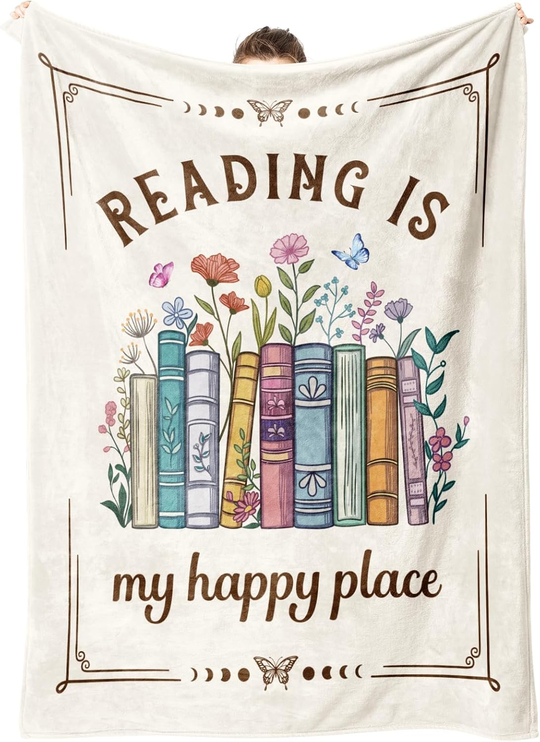 Book Lovers Gifts, Reading Blanket Gifts for Book Lovers, Unique Bookish Presents for Reader Bookworm on Birthday Christmas Soft Flannel Throw Blanket 60"x50"