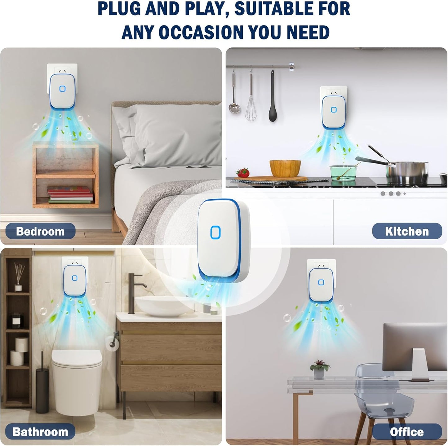 Plug-in Negative Ion Air Purifier/Household Air Purifier/Negative Ion Purification System/ 100 Million ions/hr, Filterless & Silent,for Living Room, Bedroom, Pet Odors, Smoke Dust(White, 6-Pack)