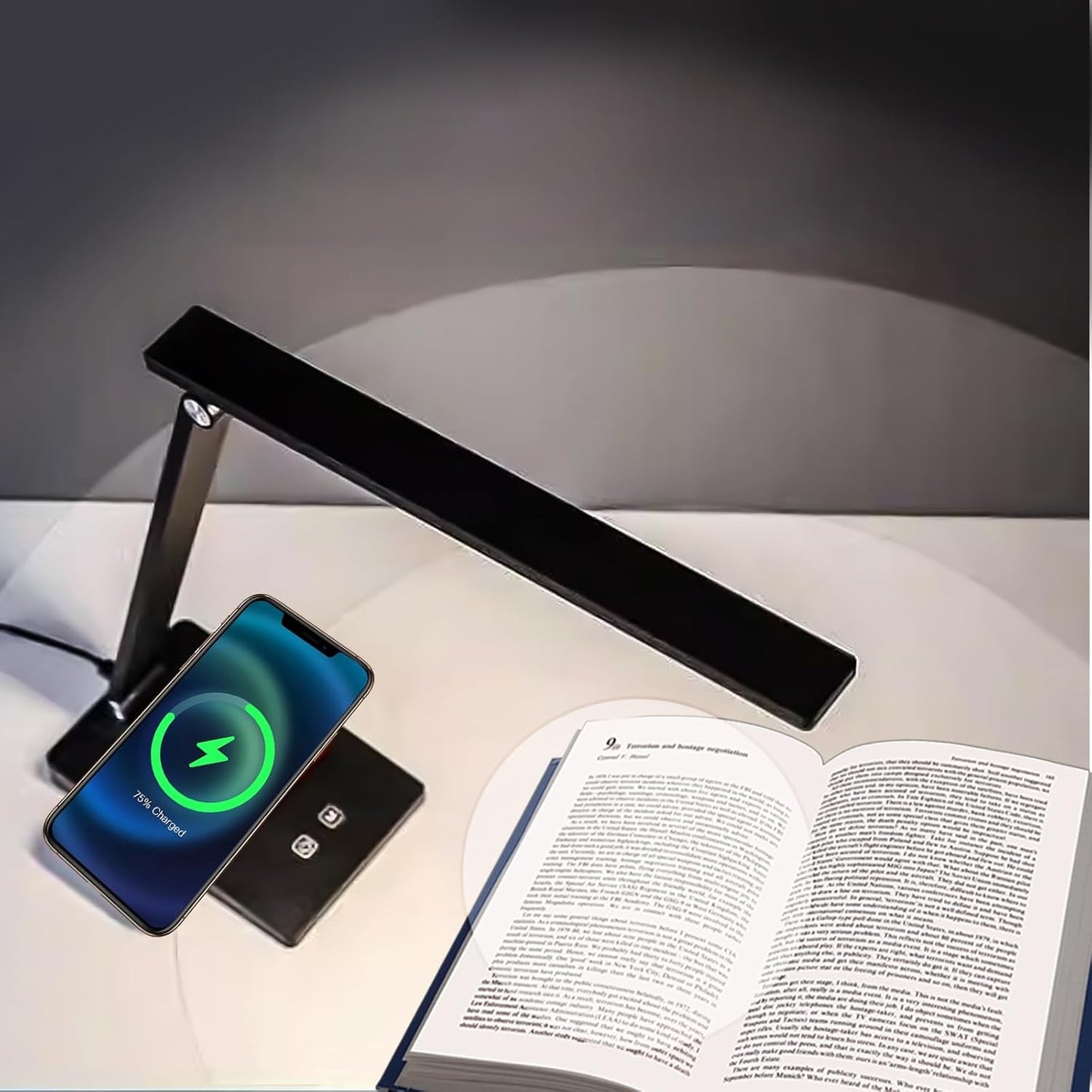 LED Desk Lamp, Dimmable Table Lamp with 5 Color Temperatures & Touch Control, Foldable Reading Light for Home Office, Study, and Nightstand
