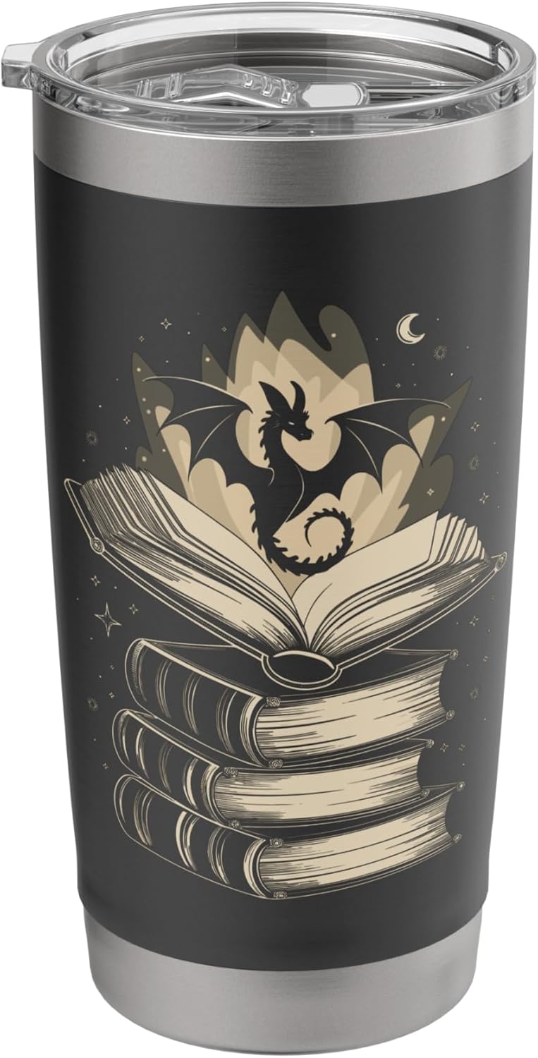 Fantasy Dragon & Books - Magical Reader Stainless Steel Insulated Tumbler