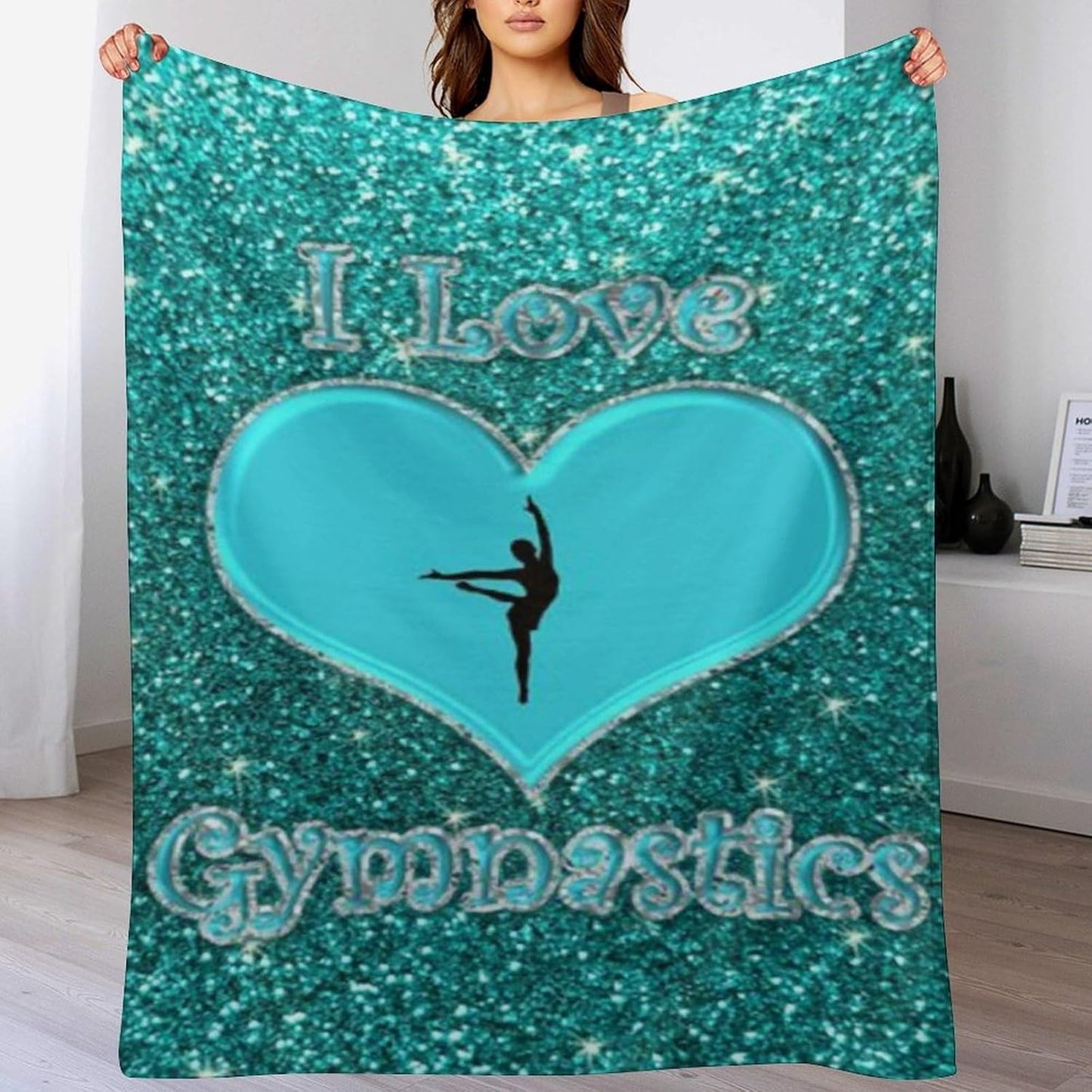 I Love Gymnastics Throw Blanket for Couch Super Soft Warm Lightweight Throw Blankets Cozy Flannel Bed Blanket Cute Decorative Blankets for All Seasons Home Decor Gift 30"*40"（76 * 100cm）