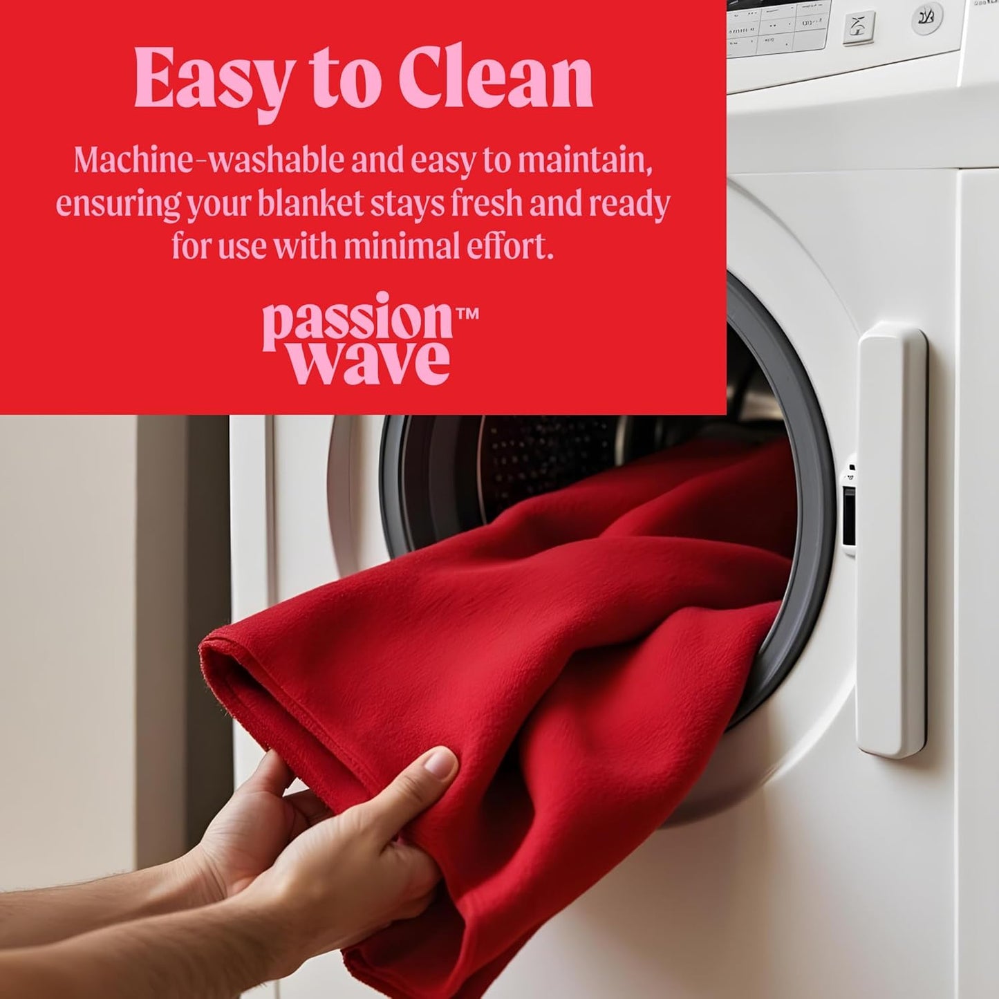 Waterproof Love Blanket Passion Wave – Ultra-Soft, Washable, Non-Slip, Stain-Resistant Cover for Couples – Cozy & Memorable Moments (Red, King)