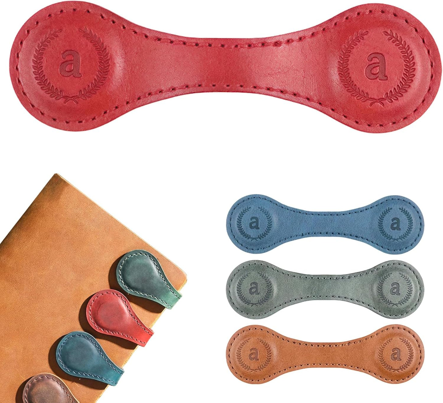 Personalized Magnetic Leather Bookmark with 26 Letters, Handmade Custom Initials, Timeless Vintage Design & Multi-Functional, Meaningful Gift for Women, Teachers, Book Lovers, Kids(Wine Red, A)