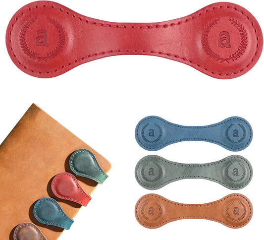 Personalized Magnetic Leather Bookmark with 26 Letters, Handmade Custom Initials, Timeless Vintage Design & Multi-Functional, Meaningful Gift for Women, Teachers, Book Lovers, Kids(Wine Red, A)