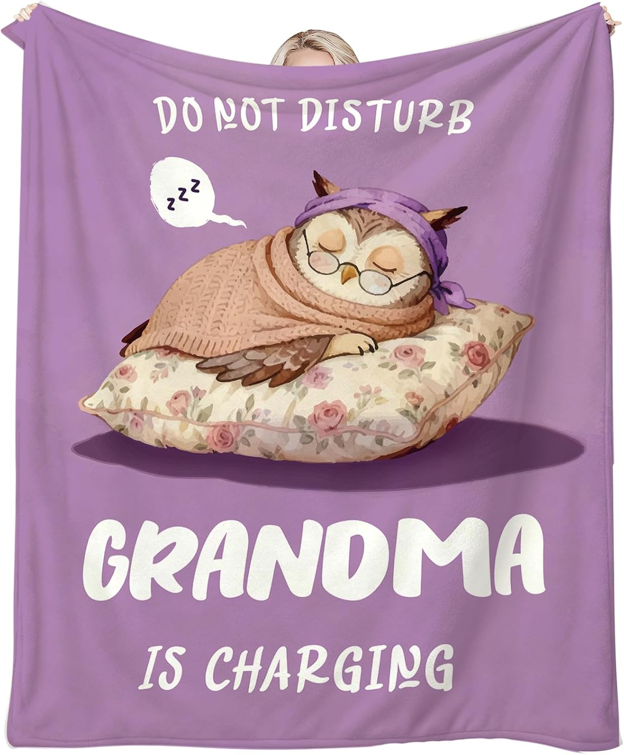 Flannel Blanket Gifts for Grandma - 50" x 60" Grandma Birthday Gifts, Great Grandmas Gift, Grandmas Gift for Christmas Mothers Day- Owl Design with Warm & Soft