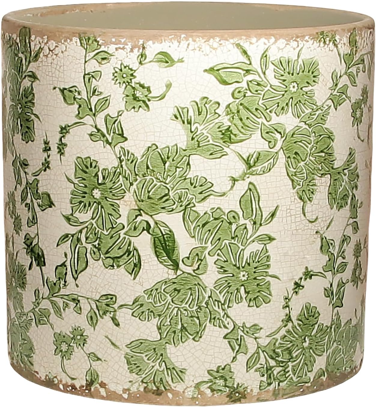 7.7" Large Green Plant Pots, Flower Pots w/Drainage, French Country Farmhouse Pots for Plants, Tree Pot for Olive & Money Tree, Garden & Home Decor, Gifts for Women,Indoor/Outdoor Planter