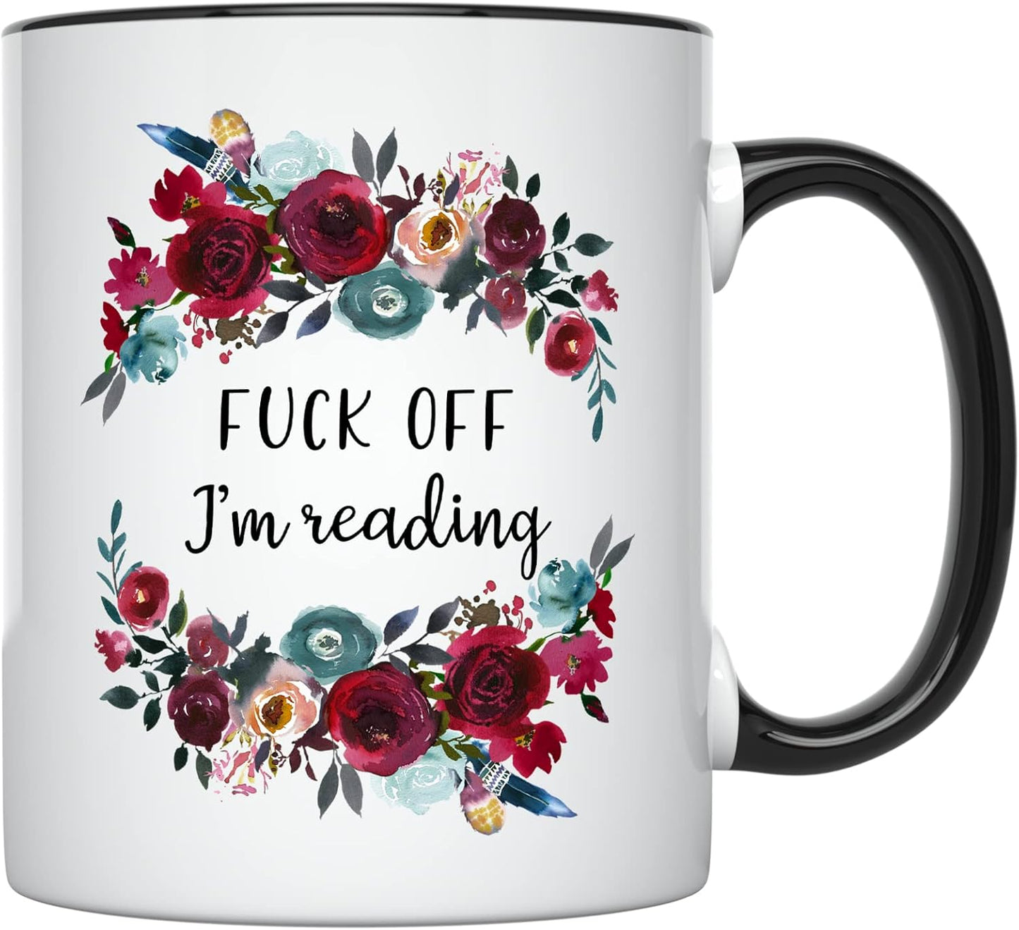 YouNique Designs Book Lovers Mug, 11 Ounces, Bookish Items, Book Club Cup, Book Mug, Bookworm Coffee Mug, Cup for Readers Book Lovers Women, Book Worm Mug for Women (Black Handle)