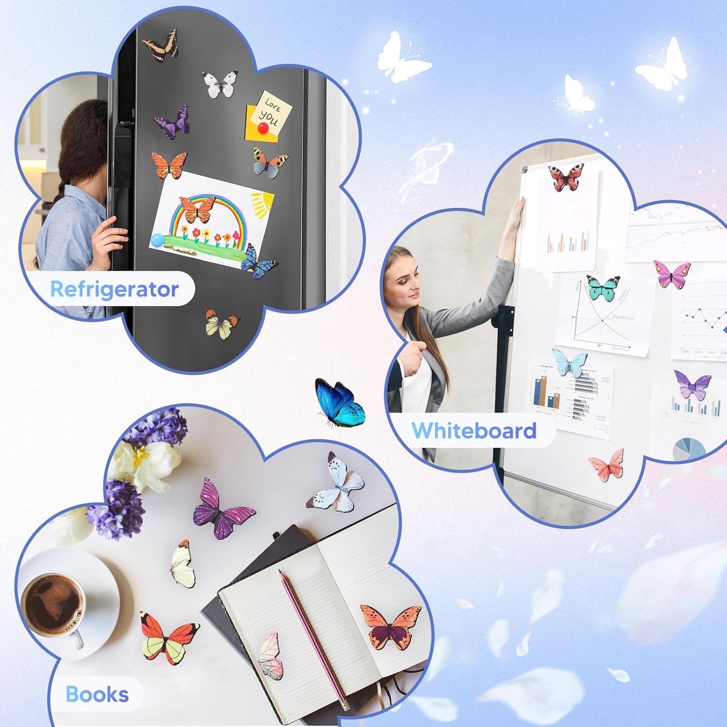 50 Pieces Butterfly Magnetic Bookmarks, Foldable Butterfly Bookmarks, Beautiful Book Marks for Reading Women Book Lovers, Cute Page Markers Clip for Students Teacher School Office Supplies Gifts