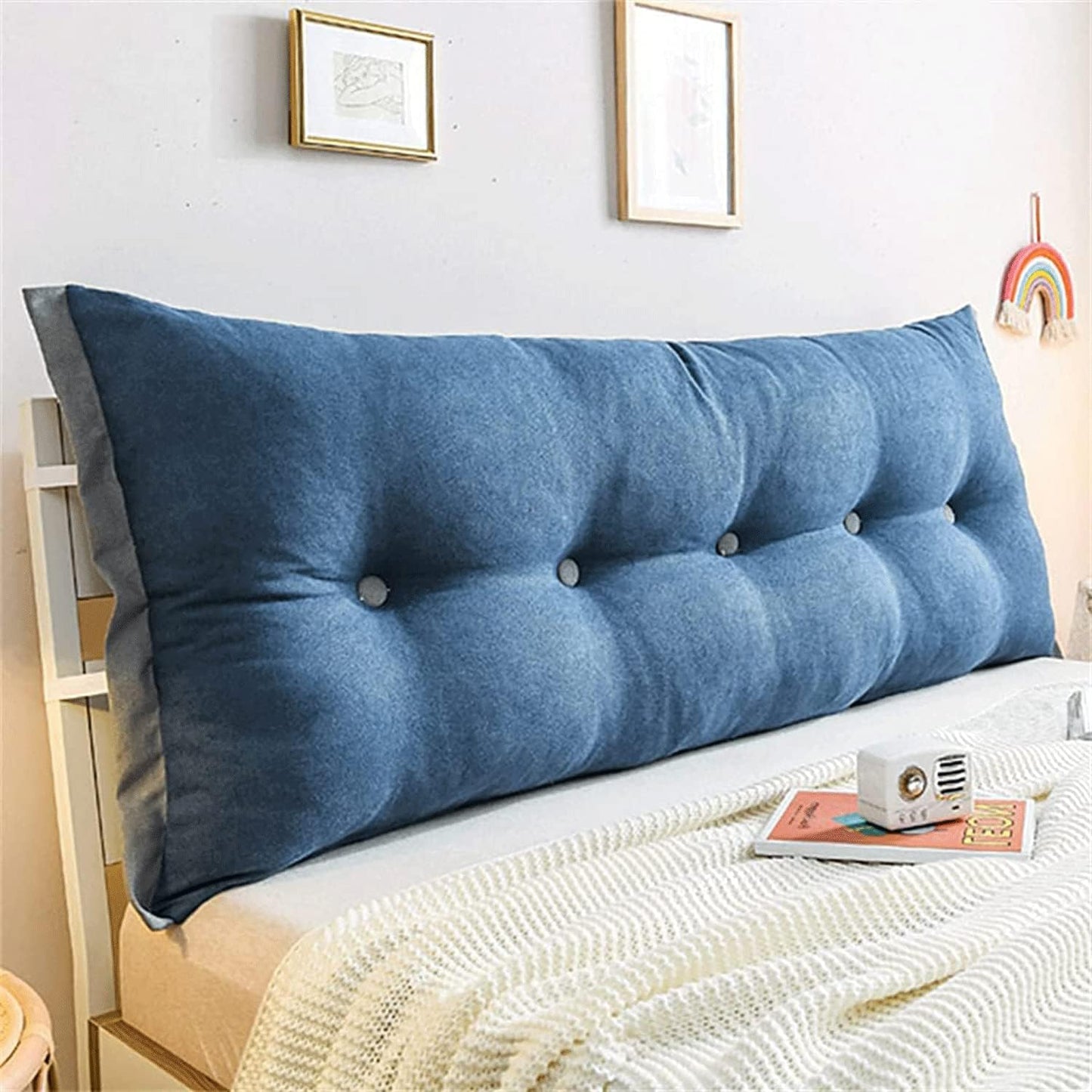 Triangular Positioning Heighten Support Reading Cushion Never Collapse Cushions for Sofa Bed Headboard Upholstered with Removable Cover(Size:39x25.6/100x65cm,Color:C)