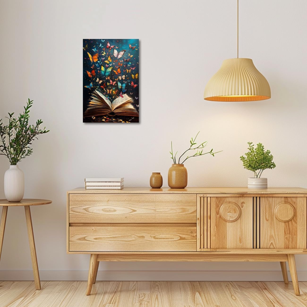 AWPANERAR Butterfly Wall Art Retro Book Paintings Colorful Butterflies in Books Pictures Prints Reading Poster Abstract Aesthetic Canvas Artwork Library Decor (18L x 12W)
