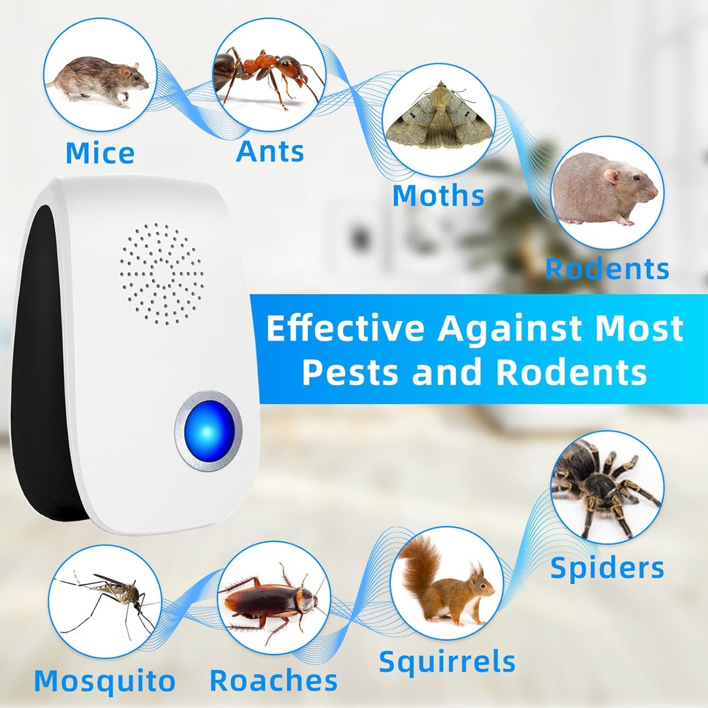Upgraded Ultrasonic Repellent, Indoor Pest Repellent, Electronic Plug in Pest Control for Roach, Ant, Rodent, Mouse, Bugs, Mosquito, Spider Repellent for House, Garage, Warehouse (12 Packs)