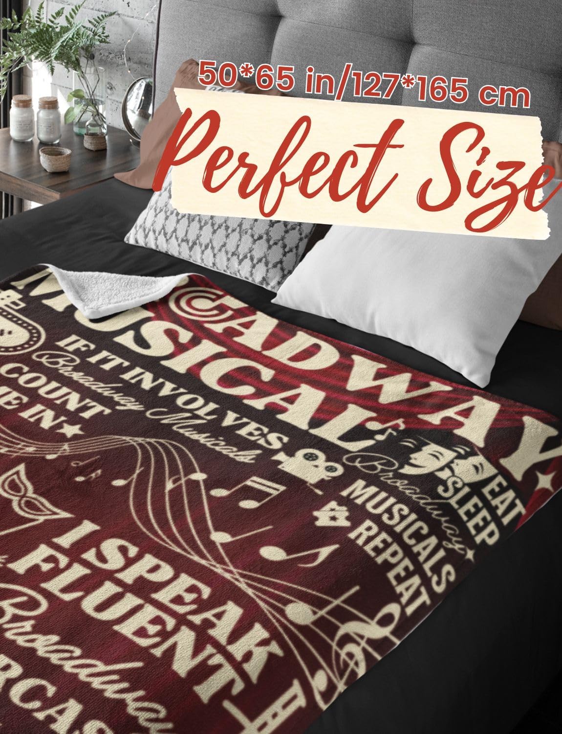 Broadway Musical Gifts, Broadway Blanket for Theater Lovers, Broadway Musicals Lovers, Women, Actors, Actresses, Directors, Perfect for Birthday/Christmas 50x65 Inches