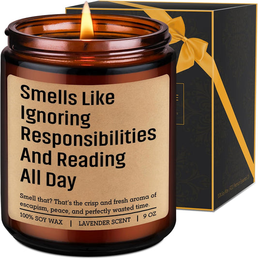LEADO Scented Candle, Book Lover Gifts for Women, Men - Funny Bookish Gifts for Book Lovers, Readers - Cool Mothers Day, Birthday, Reading Themed Ideas for Bookworms, Reader, Librarian, Booklover