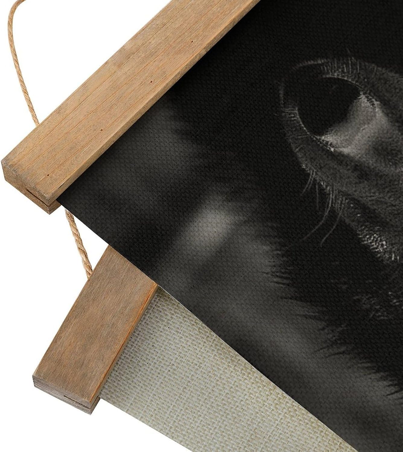 Vintage Black Red Eyed Wolf Poster with Wooden Frame Personalized Linen Hanging Scroll Painting Rustic Wall Hanging Illustrative Modern Artwork Decor for Home Living Room Bedroom Office